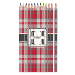 Red & Gray Plaid Colored Pencils (Personalized)