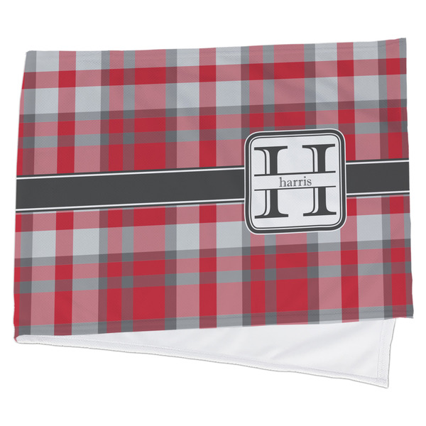 Custom Red & Gray Plaid Cooling Towel (Personalized)