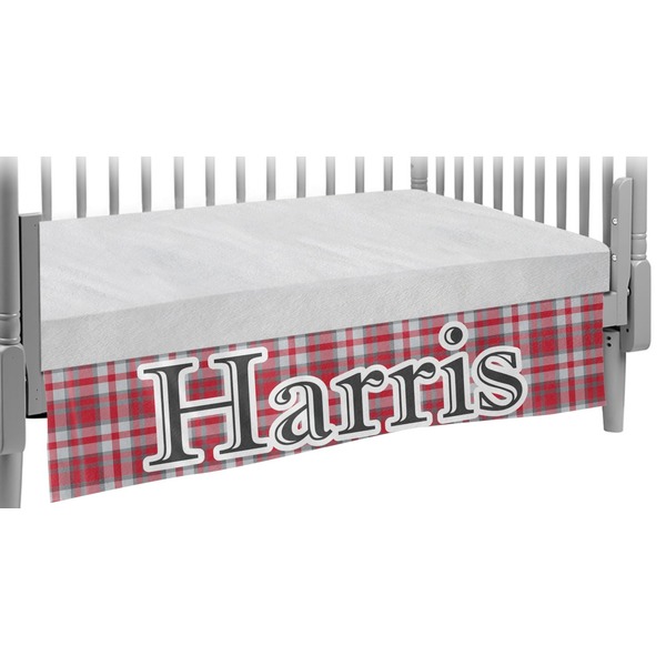 Custom Red & Gray Plaid Crib Skirt (Personalized)