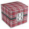 Red & Gray Plaid Cube Favor Gift Box - Front/Main