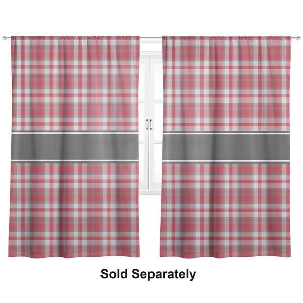 Custom Red & Gray Plaid Curtain Panel - Custom Size
