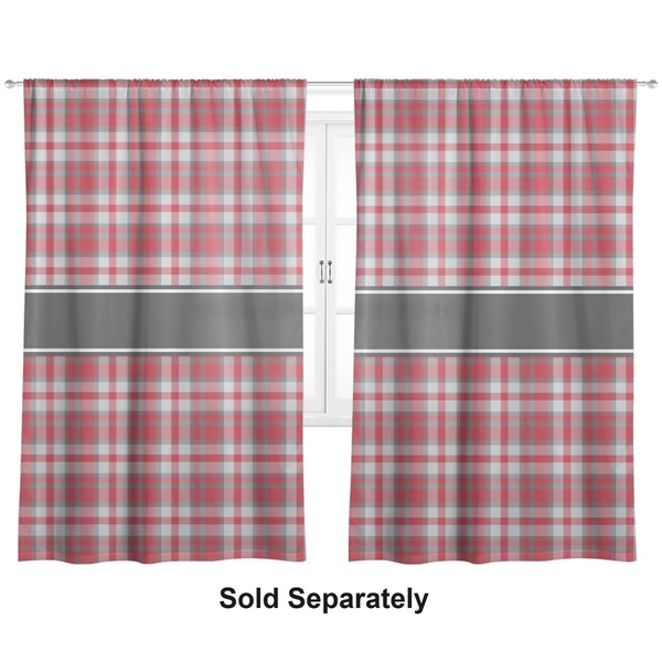 Red & Gray Plaid Curtain 112x80 - Lined