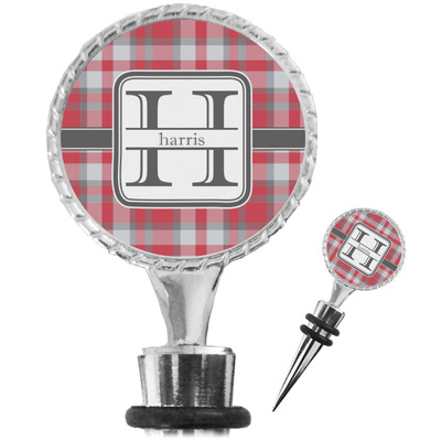 Red & Gray Plaid Wine Bottle Stopper (Personalized)