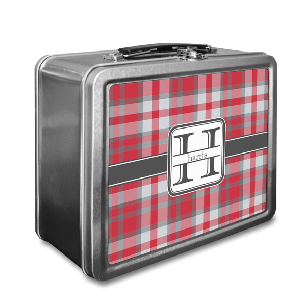 Custom Red & Gray Plaid Lunch Box (Personalized)