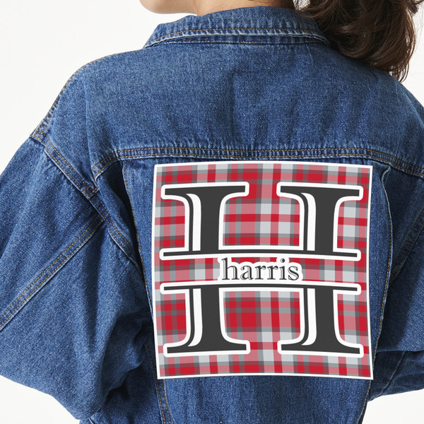 Custom Red & Gray Plaid Twill Iron On Patch - Custom Shape - 3XL (Personalized)
