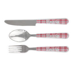 Red & Gray Plaid Cutlery Set (Personalized)