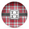 Red & Gray Plaid Microwave Safe Plastic Plate - Composite Polymer (Personalized)