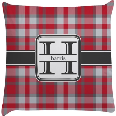 Red & Gray Plaid Decorative Pillow Case (Personalized)