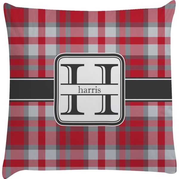 Custom Red & Gray Plaid Decorative Pillow Case (Personalized)