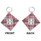 Red & Gray Plaid Diamond Keychain (Front + Back)