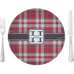 Red & Gray Plaid 10" Glass Lunch / Dinner Plates - Single or Set (Personalized)