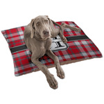 Red & Gray Plaid Dog Bed - Large w/ Name and Initial