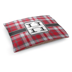 Red & Gray Plaid Dog Bed - Medium w/ Name and Initial