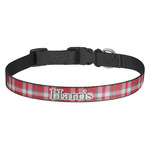 Red & Gray Plaid Dog Collar (Personalized)
