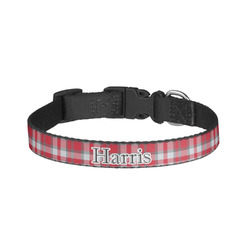 Red & Gray Plaid Dog Collar - Small (Personalized)