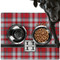 Red & Gray Plaid Dog Food Mat - Large LIFESTYLE