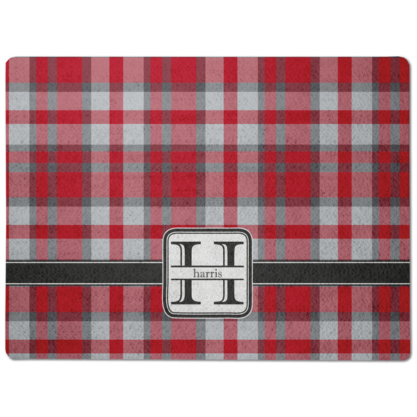 Red & Gray Plaid Dog Food Mat - Medium without bowls