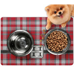 Red & Gray Plaid Dog Food Mat - Small w/ Name and Initial