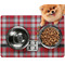 Red & Gray Plaid Dog Food Mat - Small LIFESTYLE