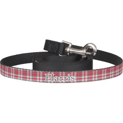 Red & Gray Plaid Dog Leash (Personalized)