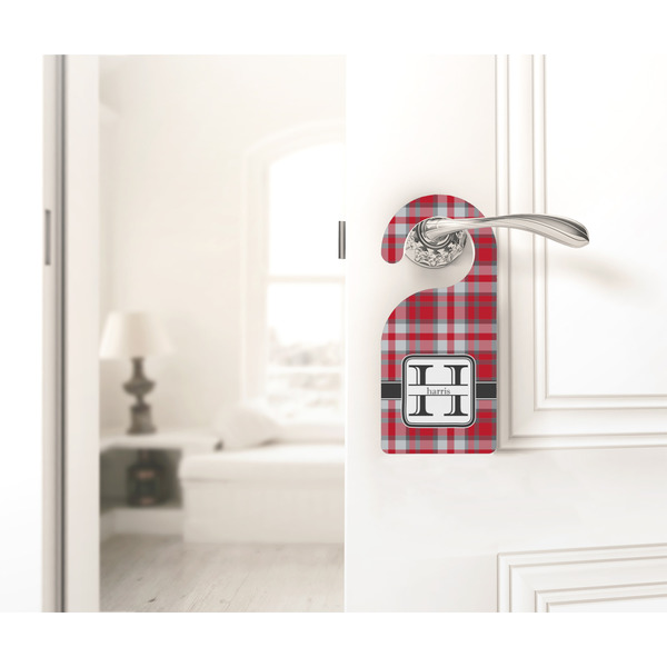 Red & Gray Plaid Door Hanger - LIFESTYLE