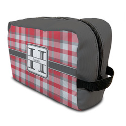 Red & Gray Plaid Toiletry Bag / Dopp Kit (Personalized)