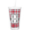 Red & Gray Plaid Double Wall Tumbler with Straw (Personalized)