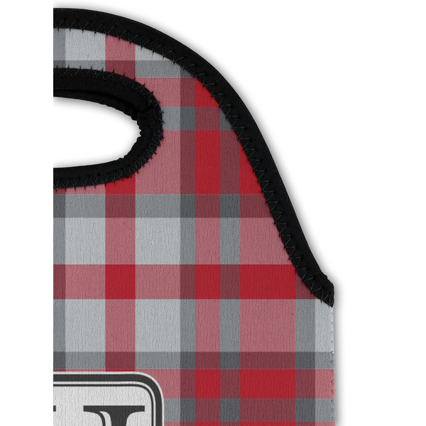 Red & Gray Plaid Double Wine Tote - Detail 1 (new)