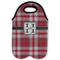 Red & Gray Plaid Double Wine Tote - Flat (new)