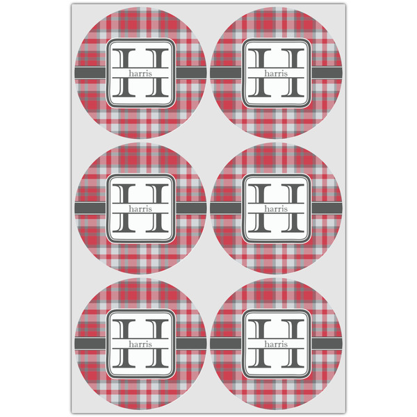 Red & Gray Plaid Drink Topper - Large - Set of 6