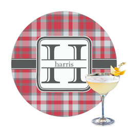Red & Gray Plaid Printed Drink Topper - 3.25" (Personalized)