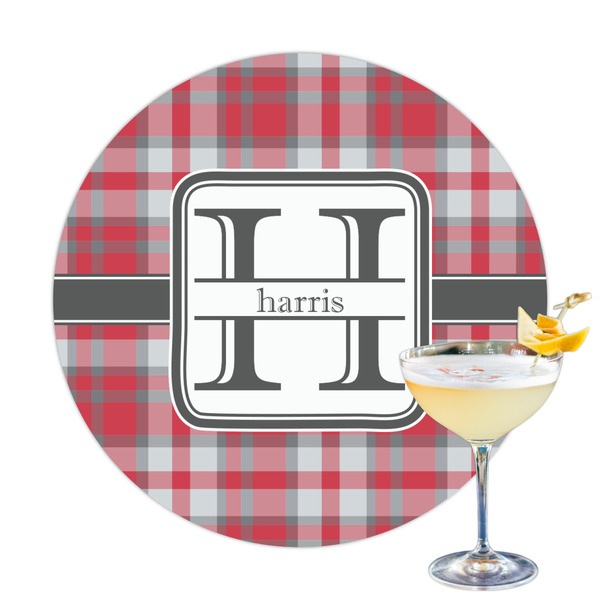 Custom Red & Gray Plaid Printed Drink Topper (Personalized)