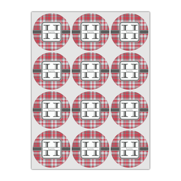 Red & Gray Plaid Drink Topper - Small - Set of 12