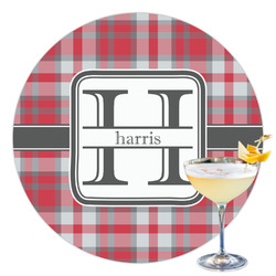 Red & Gray Plaid Printed Drink Topper - 3.5" (Personalized)