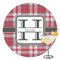 Red & Gray Plaid Printed Drink Topper - 3.5" (Personalized)