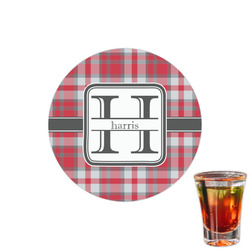 Red & Gray Plaid Printed Drink Topper - 1.5" (Personalized)