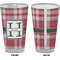 Red & Gray Plaid Pint Glass - Full Color - Front & Back Views