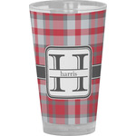 Red & Gray Plaid Pint Glass - Full Color (Personalized)