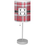 Red & Gray Plaid 7" Drum Lamp with Shade Polyester (Personalized)