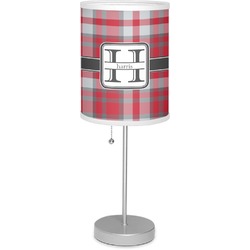 Red & Gray Plaid 7" Drum Lamp with Shade (Personalized)