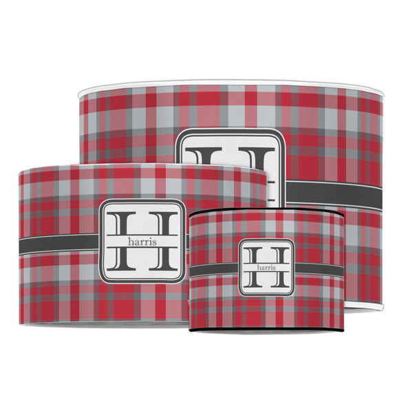 Red & Gray Plaid Drum Lampshades - MAIN