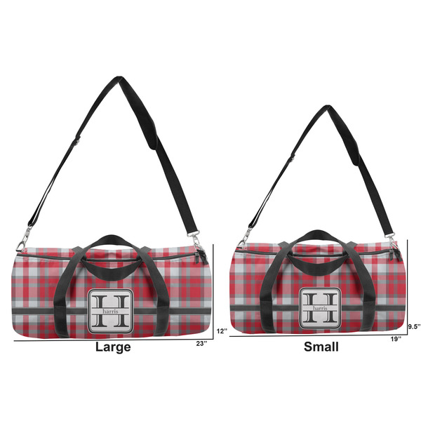 Red & Gray Plaid Duffle Bag Small and Large