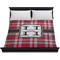 Red & Gray Plaid Duvet Cover - King - On Bed - No Prop