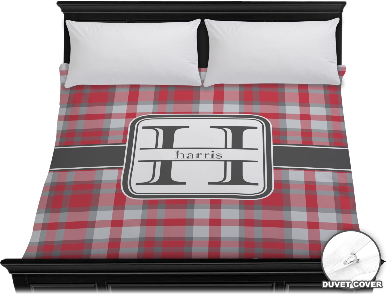 Red & Gray Plaid Duvet Cover King (Personalized) YouCustomizeIt