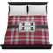 Red & Gray Plaid Duvet Cover - Queen - On Bed - No Prop