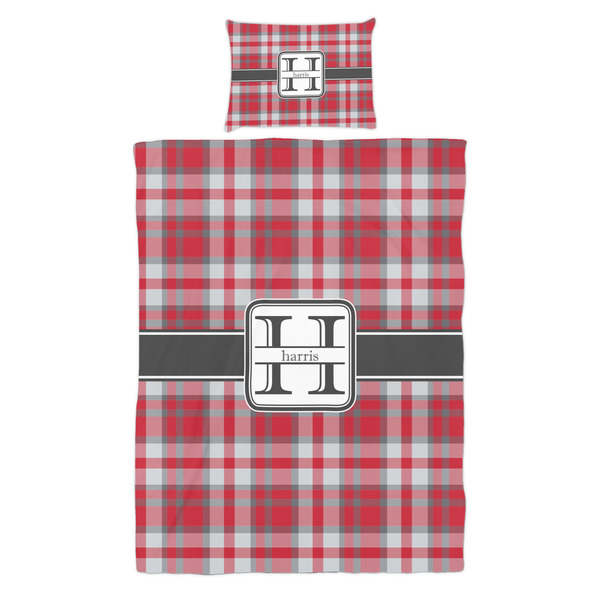 Red & Gray Plaid Duvet Cover Set - Twin - Alt Approval