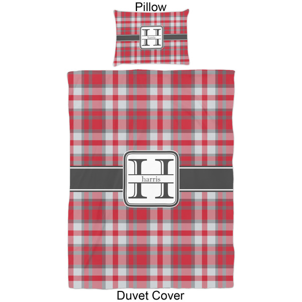 Red & Gray Plaid Duvet Cover Set - Twin - Approval