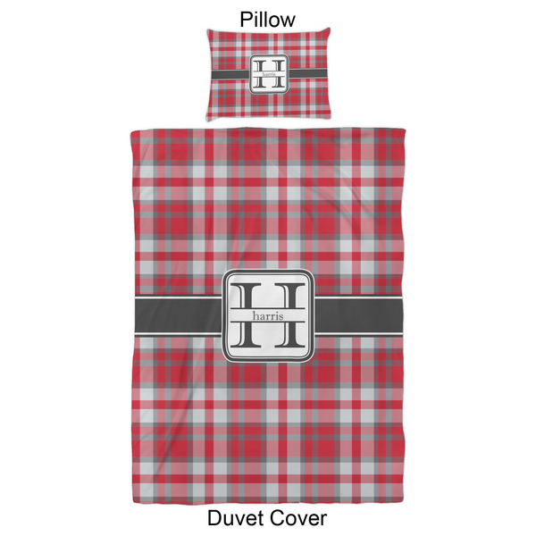 Red & Gray Plaid Duvet Cover Set - Twin XL - Approval