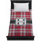 Red & Gray Plaid Duvet Cover - Twin - On Bed - No Prop
