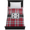 Red & Gray Plaid Duvet Cover - Twin XL - On Bed - No Prop